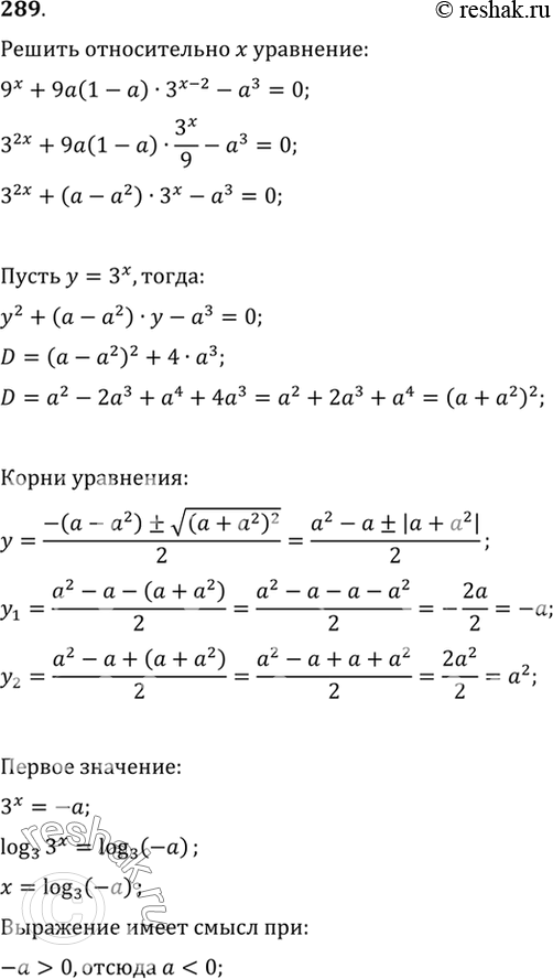 Изображение Упр.289 ГДЗ Алимов 10-11 класс
